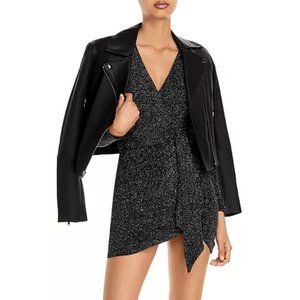 AQUA Metallic Faux Wrap Dress - 100% Exclusive